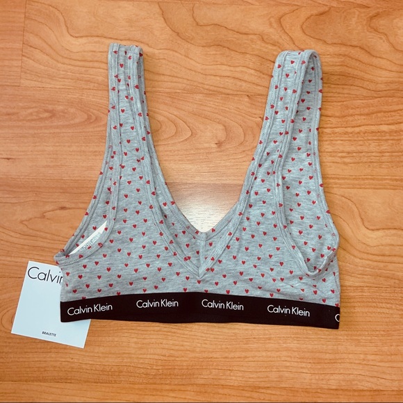 Calvin Klein Unlined Printed Logo Hearts Bralette - Picture 5 of 7